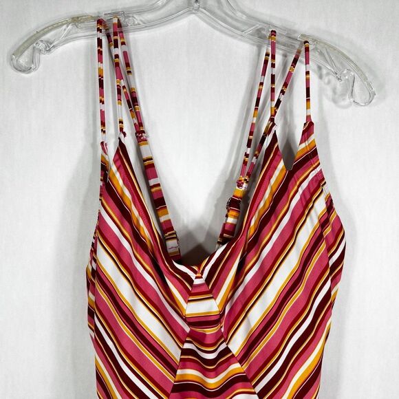 No Boundaries Plus Sz 3X Swimsuit 23W 25W Juniors Plus Orange Pink One Piece 847 - Picture 2 of 11
